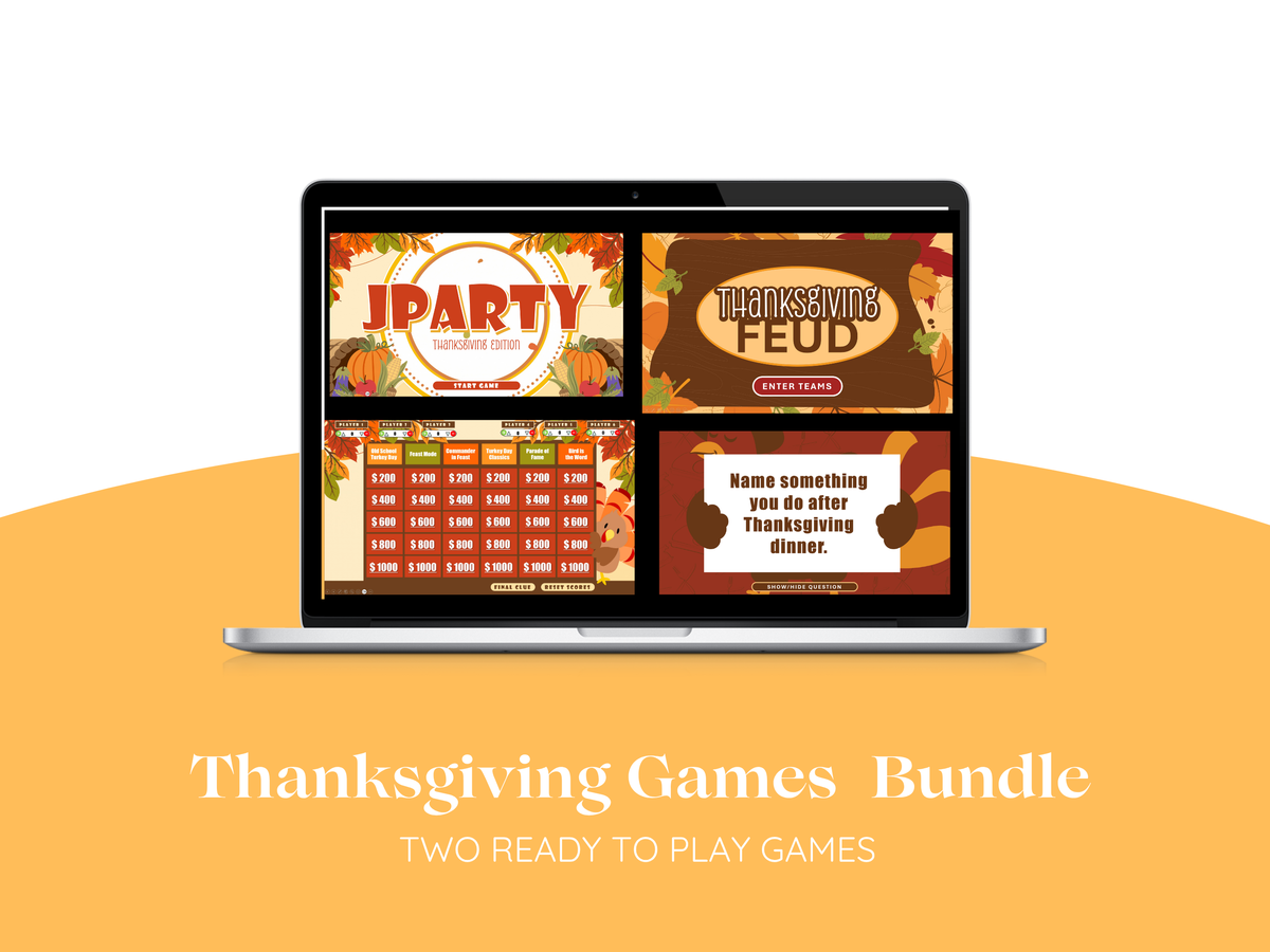Thanksgiving Games Bundle: Family Feud & Jeopardy PowerPoint Games