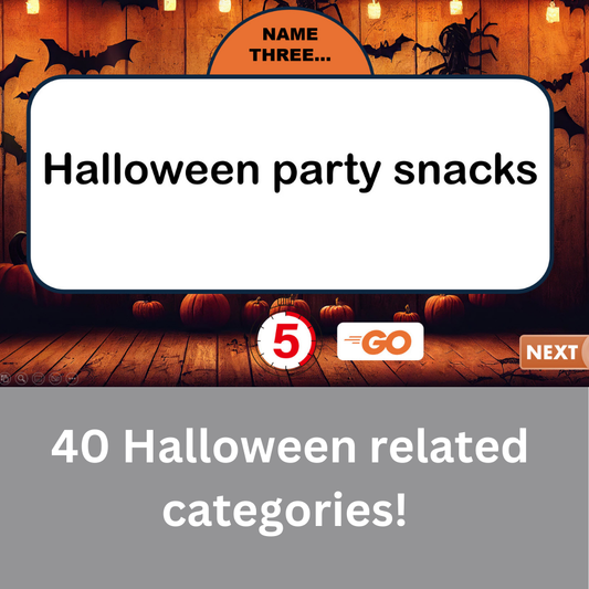 Halloween party activities 5 second rule game PowerPoint interface