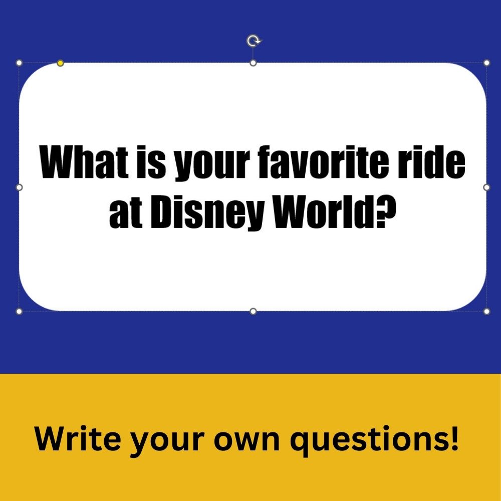 Customizable Family Feud game template with editable question and text saying "Write your own questions!"