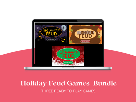 Laptop displaying Family Feud holiday games