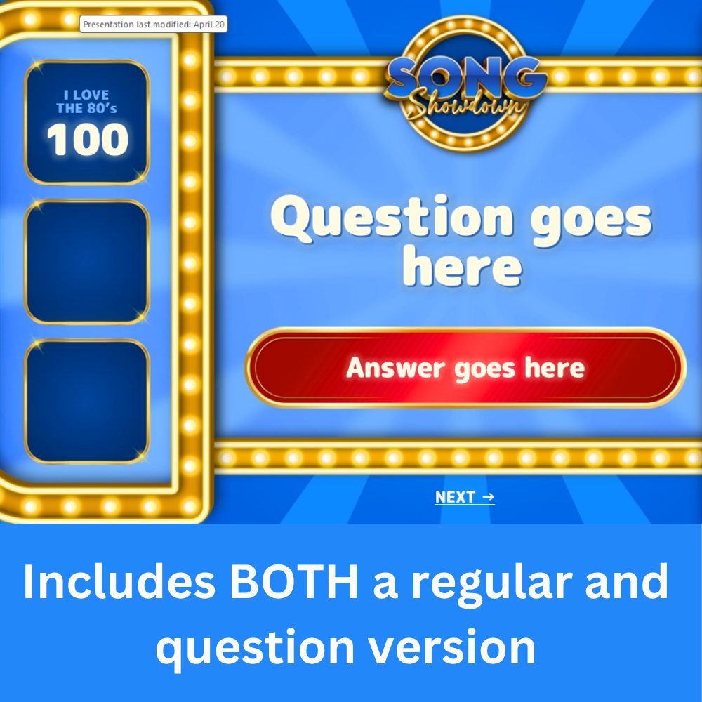 Song Showdown: Guess the Song Music Game for PowerPoint (2 Versions Included)