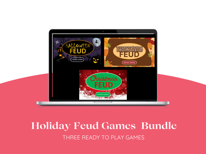 Laptop displaying Family Feud holiday games 